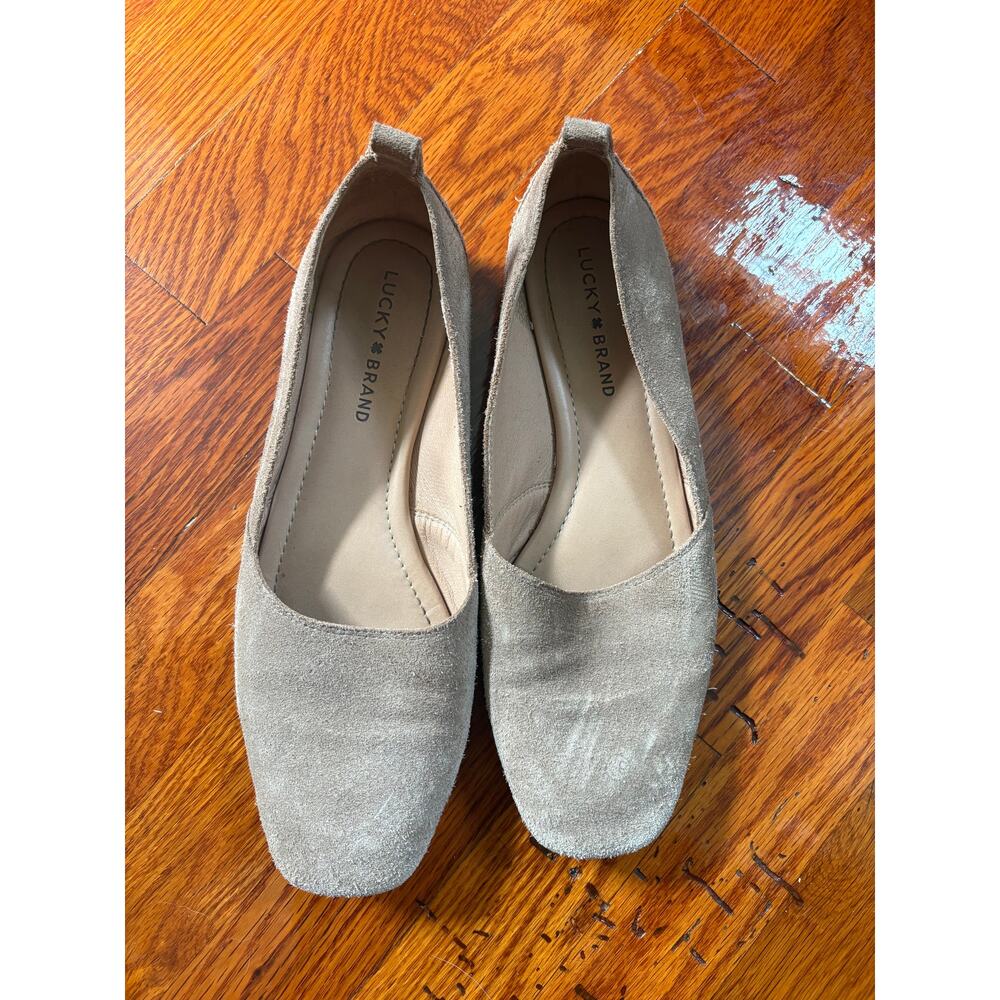 Lucky Brand Daymein Beige Tan Suede Leather Flats Women's Size 9